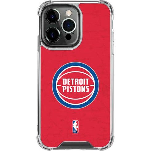 NBA Detroit Pistons Distressed iPhone 15 Pro Max Clear Case